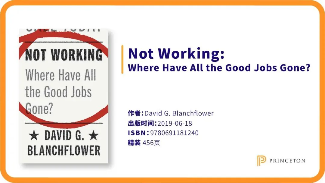 《Not Working》书封上一道红色圆圈划过书名,配文标明作者 David G. Blanchflower,2019年6月出版,精装456页。