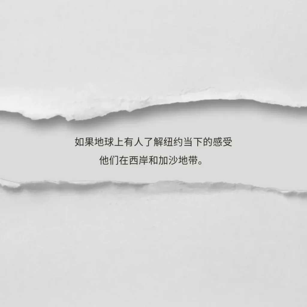 撕裂纸张纹理背景上的诗句：如果地球上有人了解纽约当下的感受，他们在西岸和加沙地带。